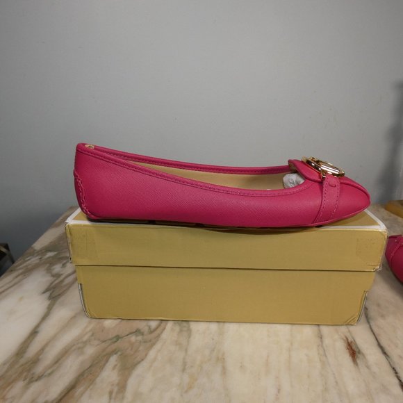 Michael Kors Women's Fulton Moccasin Carmine Pink Gold Logo 7 - Picture 9 of 14
